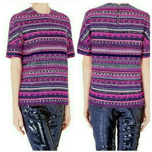 Sass & Bide 8 Bit Generation Top Boxy Oversized Tweed Multicolor Fringe Sz 6